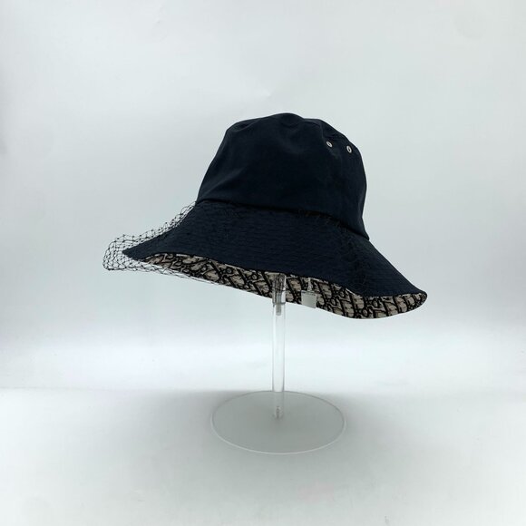 Christian Dior Black & Jacquard Cotton Mesh Fisherman Hat Size 57 - Picture 1 of 8